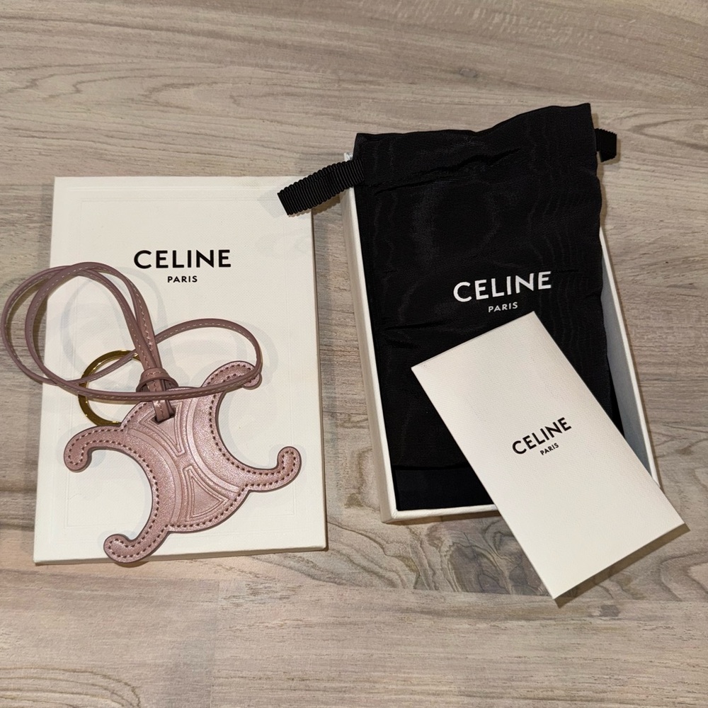 Celine Vintage Pink Bag Charm / Keychain with Box